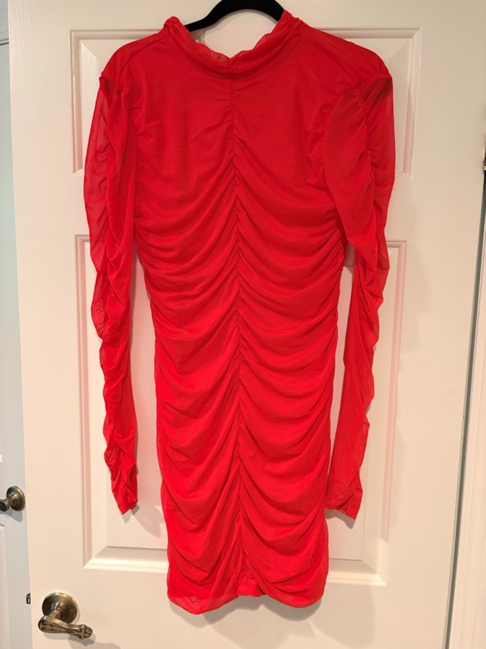 wild fable Red Ruched Long Sleeve Mini Dress